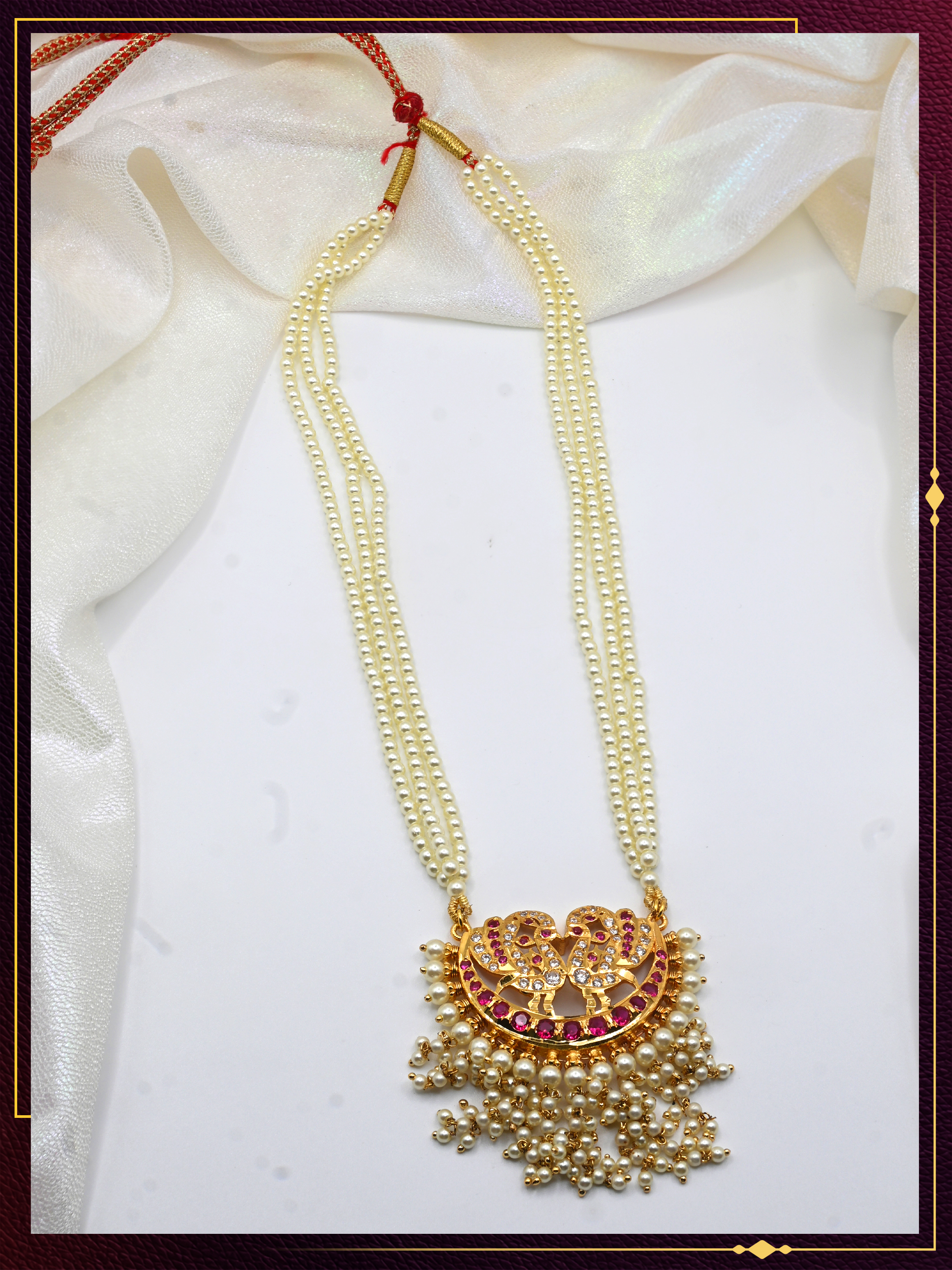 Moti Long Necklace with Elegant Pendant