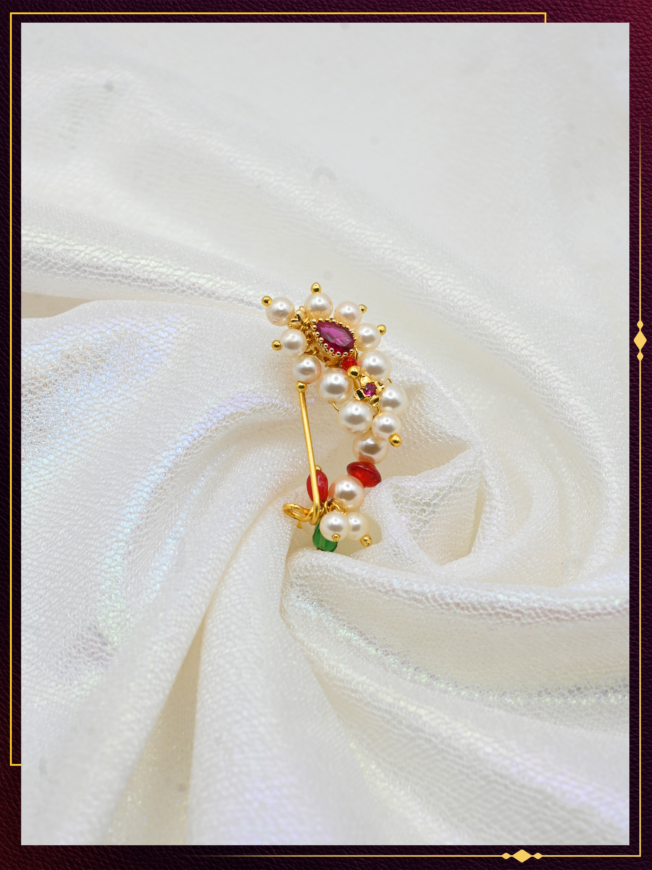 Traditional Nath with Pearl and Floral Detailing