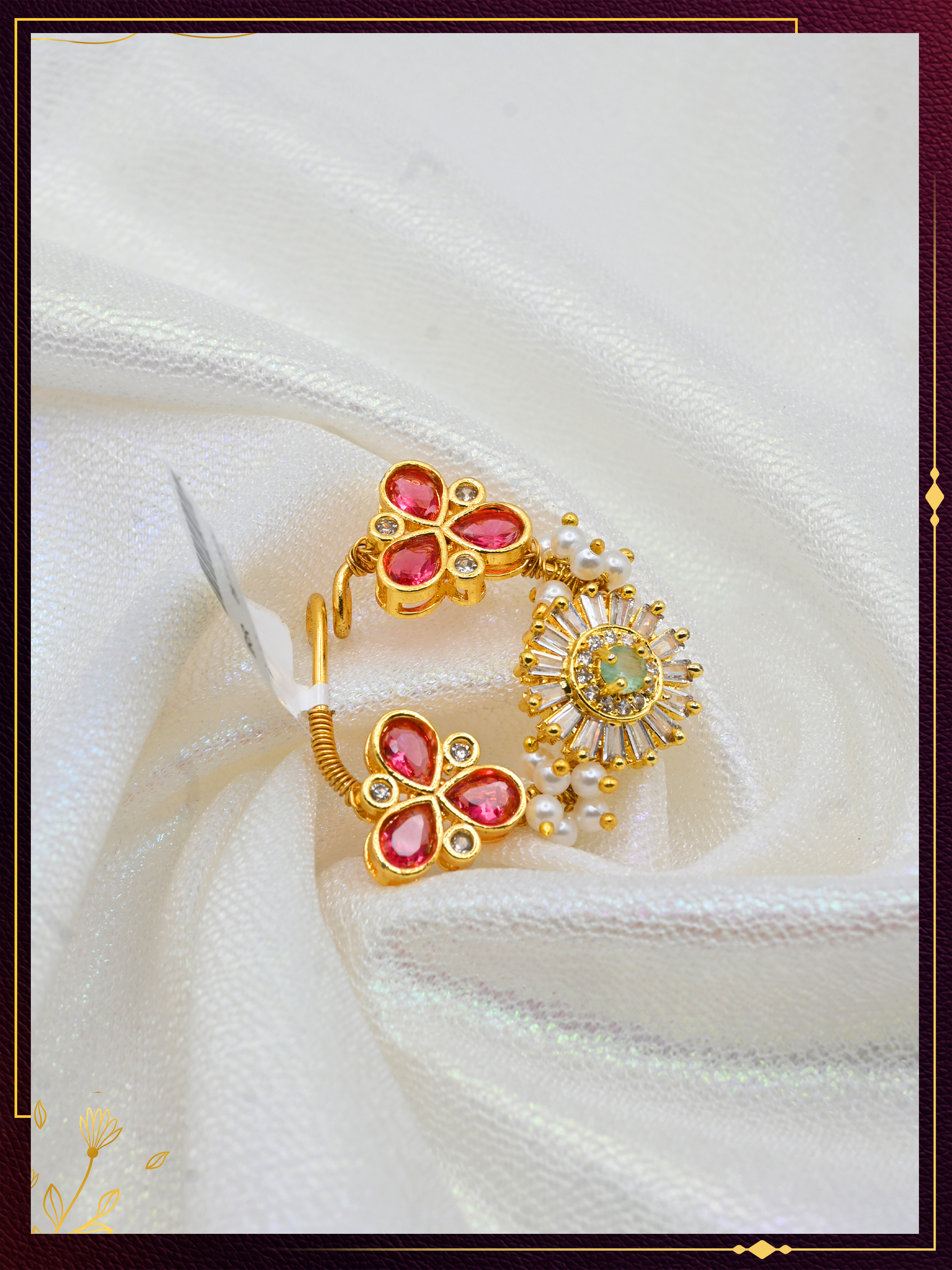 Traditional Nath with Pearl and Floral Detailing